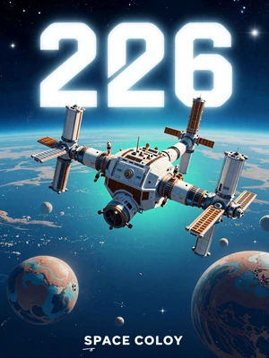 Ashen Orchard - space colony simulation game cover with orbital station and terraformed planet
